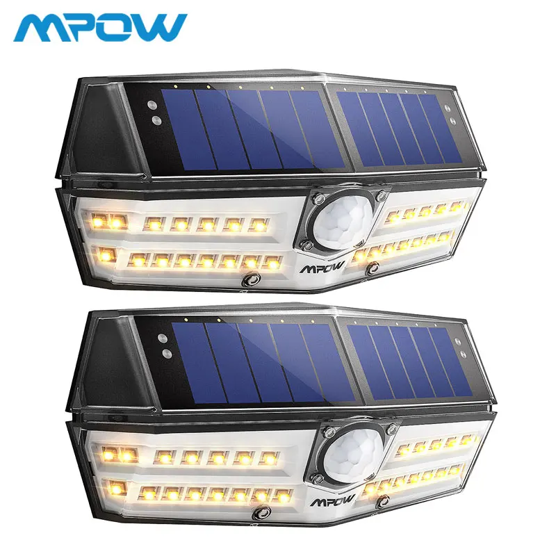 

2 Pack Mpow 30 LED Motion Sensor Solar Garden Wall Light Lamp 120 Wide Angle Sensor Outdoor Lights Luz Solar Led Para Exterior