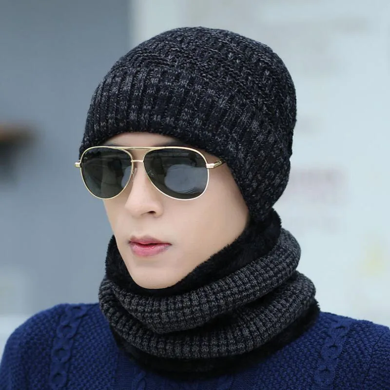 

BING YUAN HAO XUAN Winter Hats Skullies Gorros Winter Hat Gorros For Men Women Wool Scarf Balaclava Mask Gorras Bonnet Knit Hat