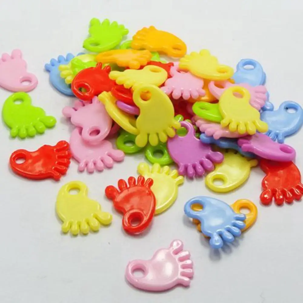 200 Mixed Colour Plastic Cute Foot Charms Pendantsin Beads from Jewelry & Accessories on