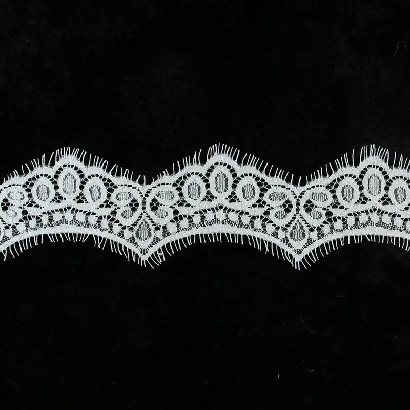 

Han Noble 3 yard / lot 5cm Wide Black White Lace Fabric trim Wedding Decoration Sewing Applique Eyelashes Lace Ribbon LT025