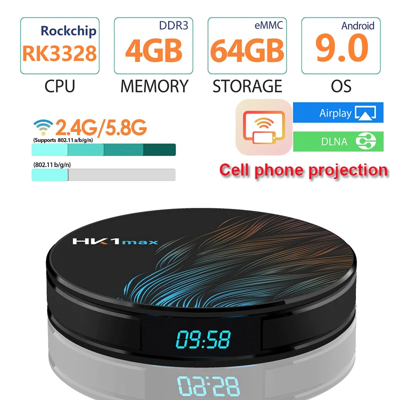 

[Genuine]Rockchip RK3328 HK1 max 4gb DDR3 64gb Rom android 9.0 2.4G/5G WiFi USB3.0 4K H.265 youtube Neflix pk H96 max android tv