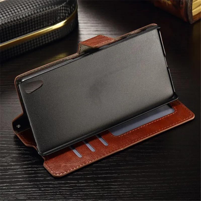 Luxury Soft Flip Leather back Cover Wallet Slim Phone Case For Sony Xperia Z3 Z4 Z5 Mini Compact E3 E4 M4 Aqua XA XP XZ X