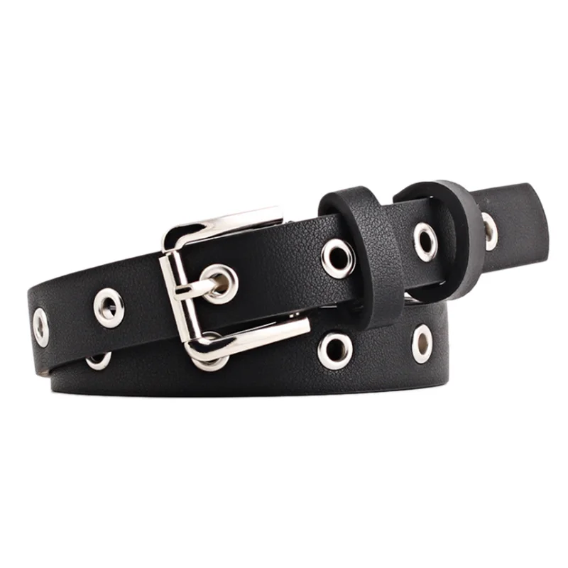 

Fashion Gothic Pu Waist Belt Patchwork Row Hole Belt Women Buckle Belts Punk Waistband