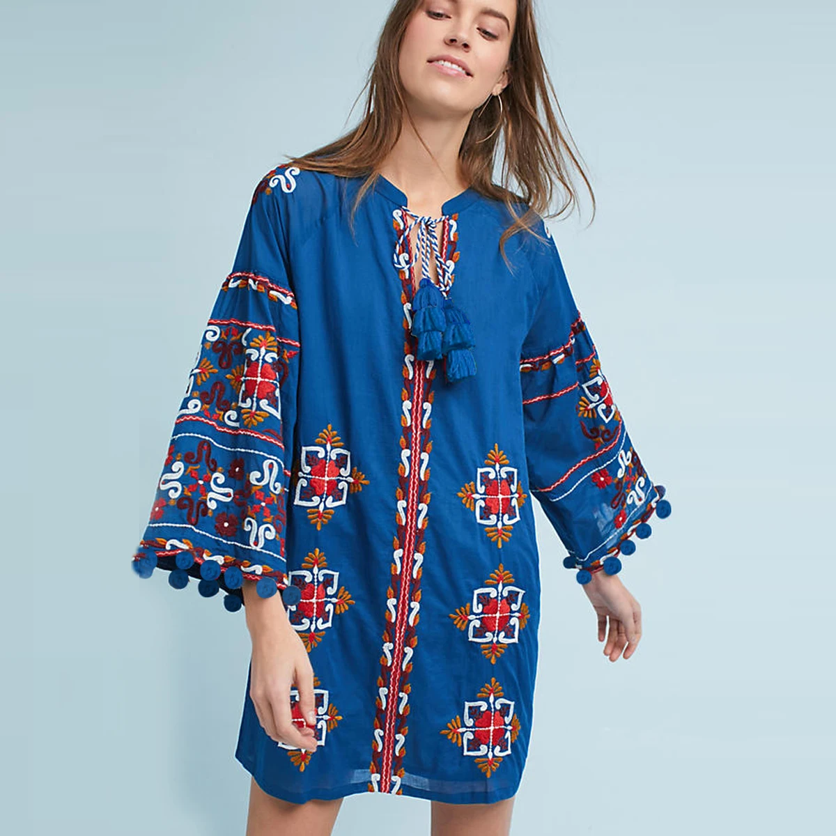 women's embroidered tunic dress