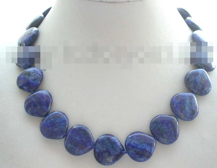 

Jewelr 005695 Natural 20mm Heart-shape Blue Lapis Lazuli Necklace 14KGP