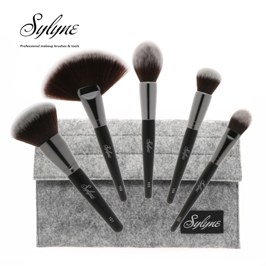 

Sylyne makeup brushes high quality 5pcs blending powder foundation fan highlighter face makeup brush set Kit Tools.