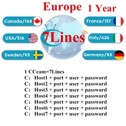 1 год CCcams для спутникового ресивера 7 резких перемен температуры Европа FULL HD DVB-S2 DVB V8 сервер Поддержка Испания Италия Пособия по немецкому