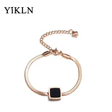 YiKLN классический квадратный черный корпус цепочки и браслеты ювелирные изделия титановая сталь браслет для женщин Bileklik YB18001