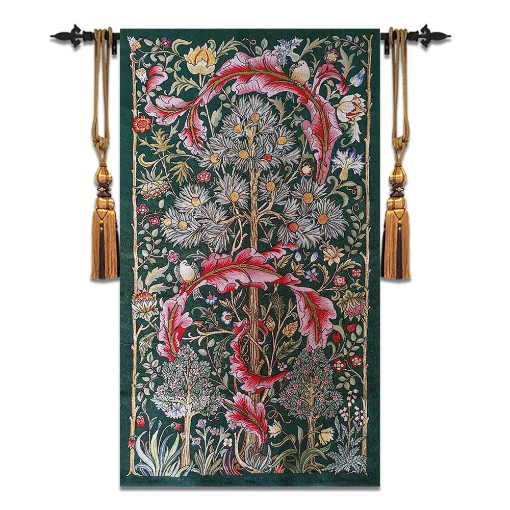 Quel Auteur A Ecrit Le Beau Tissu De La Tapisserie Tapisserie à suspendre en tissu jacauard de haute qualité, 84x140cm,  couleur rouge, décoration murale de maison, restaurant, arbre de william  morris, ST 52 | AliExpress