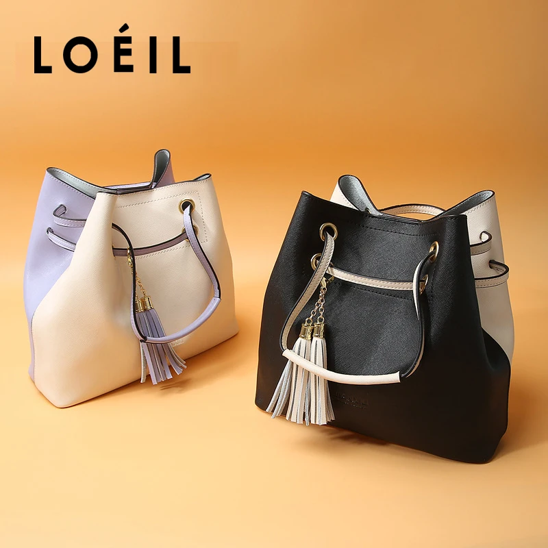 

LOEIL leather bag female 2018 new shoulder bag mother bag casual big bag