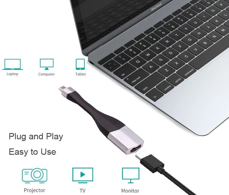 

USB 3.1 Type C to HDMI Adapter 4k HD Video Converter Screen Mirroring Cable for Macbook air pro for iMAC for Mac to TV Projector