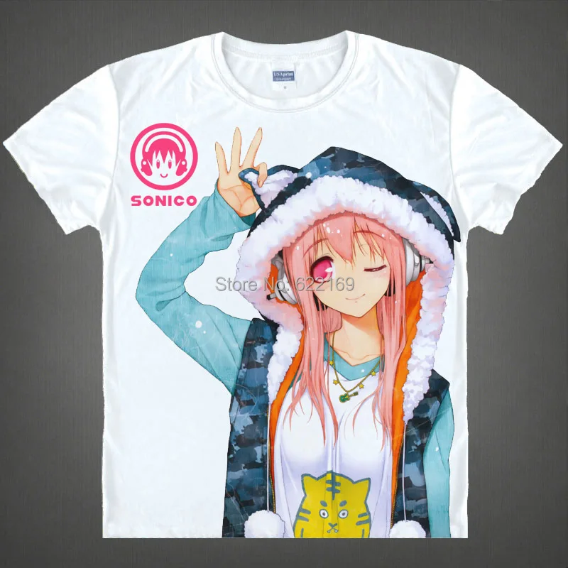 Японская футболка из аниме Super Sonico хлопковая рубашка сюзау фуджини фуури для