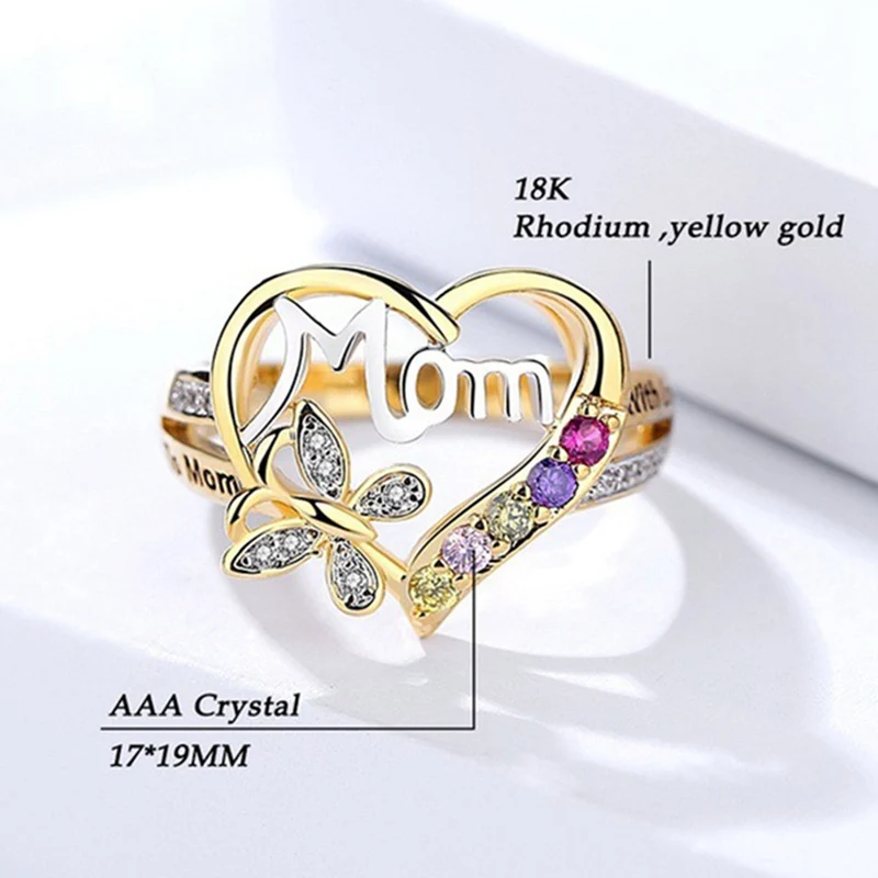 Винтажное серебряное кольцо с сердцем и надписью «Love MOM», кольцо-манжета из нержавеющей стали, Женские Ювелирные изделия на день рождения, подарок на день матери, кольцо для мамы