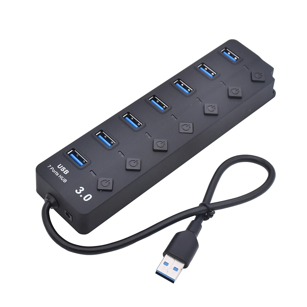 USB 3,0 концентратор Высокоскоростной USB 3,0 концентратор 7 портов концентратор сплиттер вкл/выкл переключатели для MacBook ноутбук ПК