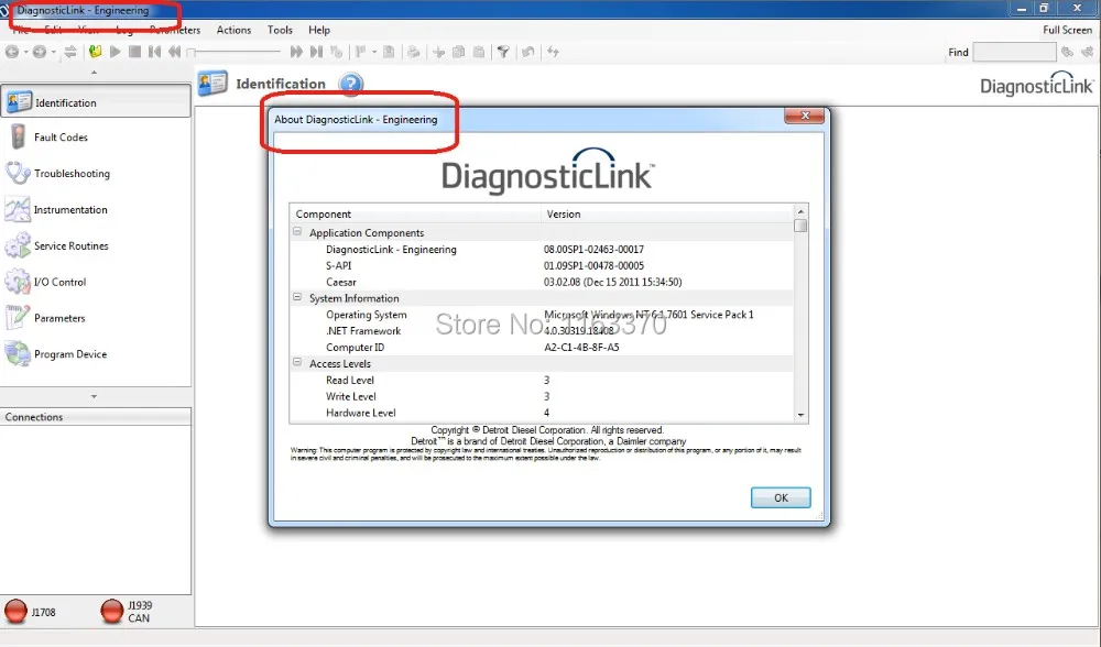 

For Detroit Diesel Diagnostic Link DDDL 8.03 with Engineering Level 3