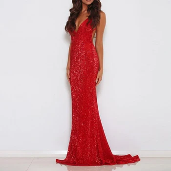 

Sexy RED Deep V Neck Padded Party Dress Stretch Hollow Out Backless Full Lining Maxi Dress Tight Package Hips Bodycon Dress