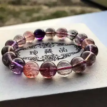 

Natural Super 7 Seven Crystal Melody Stone Round Beads Bracelet 11mm AAAAA