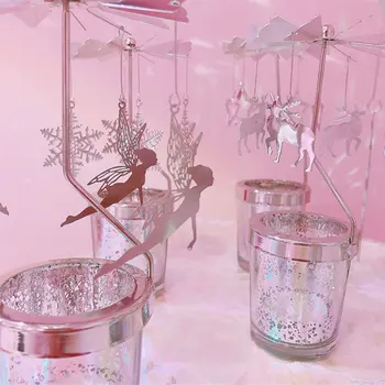 

2019 new Shape Romantic Rotation Candlestick Revolving Door Windmill Starry Sky Candle Holders DIY Desk Decor Gift Candle Holder