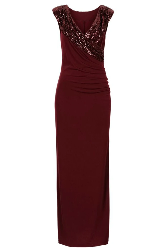 Red-Sequin-Wrap-V-Neckline-Long-Evening-Dress-LC610264-3-3