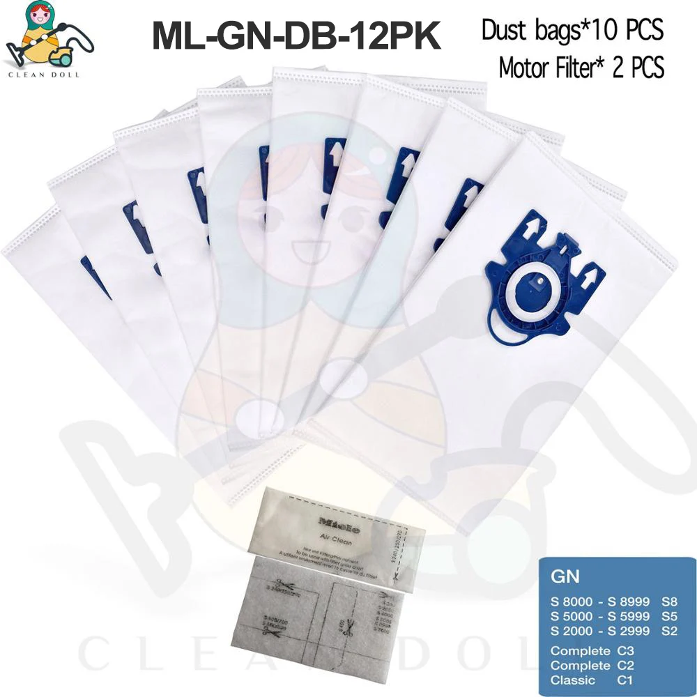 12-PACK чистые кукольные мешки для пылесоса Miele 3D GN сумки S2000 S5000 S8000 Complete C2 C3 Classic C1 S2 S5 S8 фильтры - Цвет: ML-GN-DB-12PK