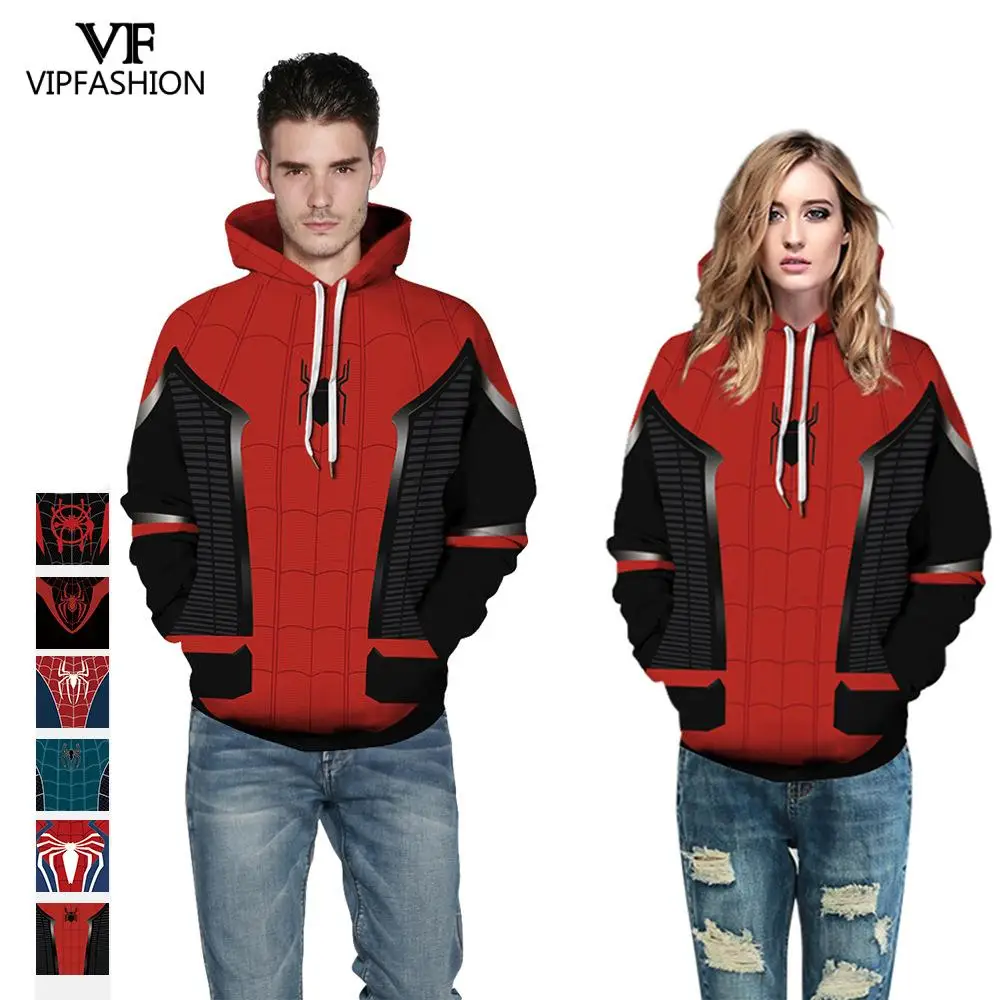 

VIP Fashion 2019 Latest Design Fashion 3d Full Printed Marvel Hero Spider Man Pattern Design Women Hoodies Couple Sweatshirt