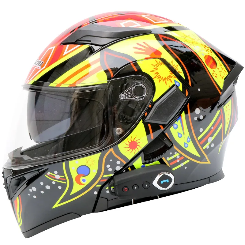 Мотоциклетный шлем мотоциклетный Bluetooth шлем шоссейный гоночный Unveiled шлем мотоциклетный шлем - Цвет: Sun god