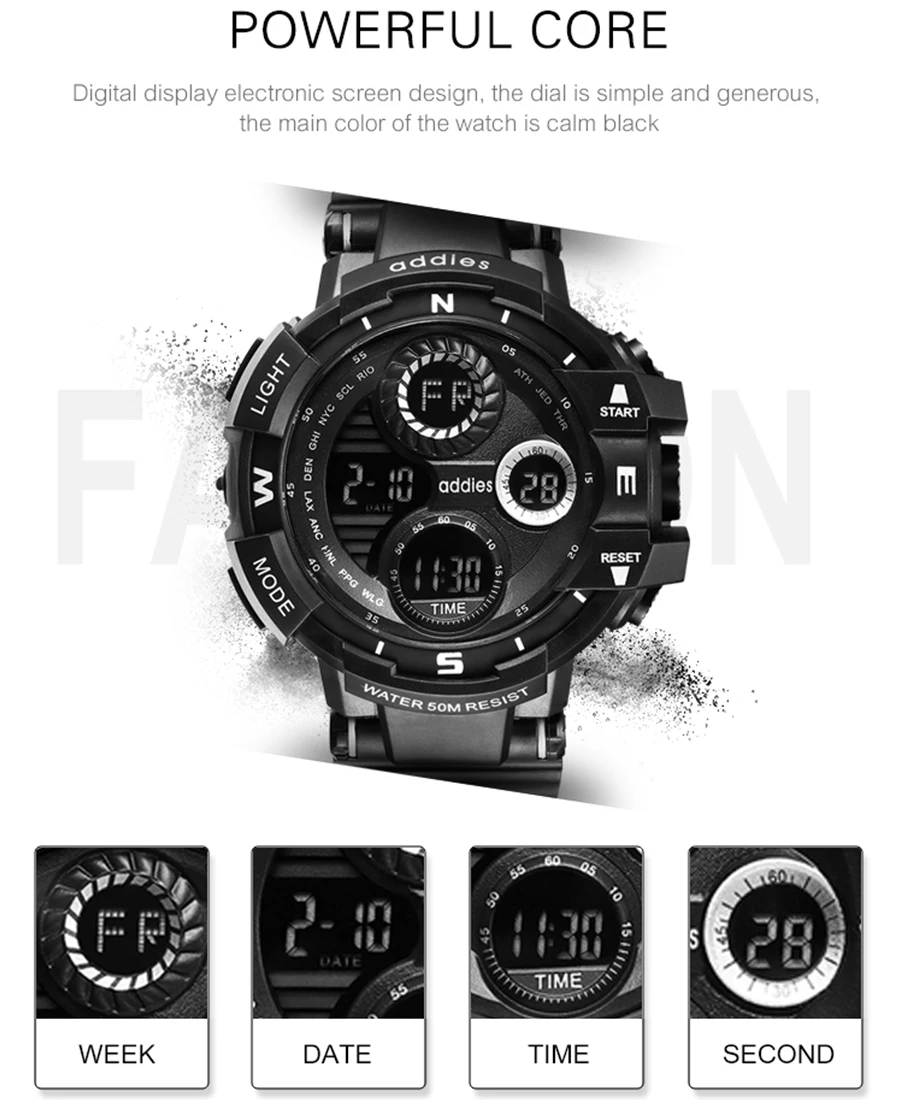 Роскошные Брендовые мужские спортивные часы, мужские s светодиодный аналоговые цифровые часы, водонепроницаемые армейские военные электронные часы, мужские часы