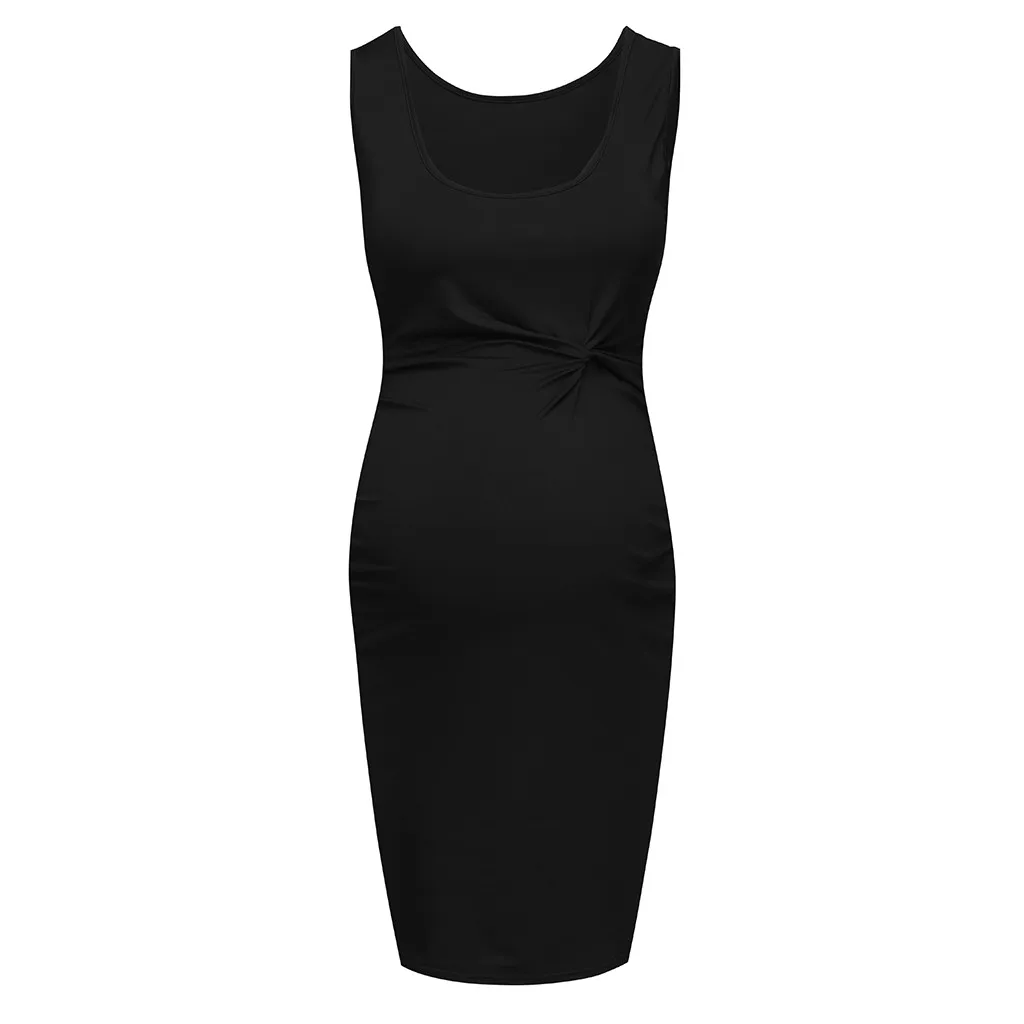 Летние женские платья для грудного вскармливания повседневное элегантное сексуальное платье без рукавов для кормящих мам Одежда для беременных Zwanger Jurk 19M22 - Цвет: Black