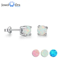 Ювелирные изделия из опала, Классические круглые серьги-гвоздики 6 мм, однотонные 925 пробы серебряные серьги для женщин, вечерние серьги в подарок(Jewelora EA103019