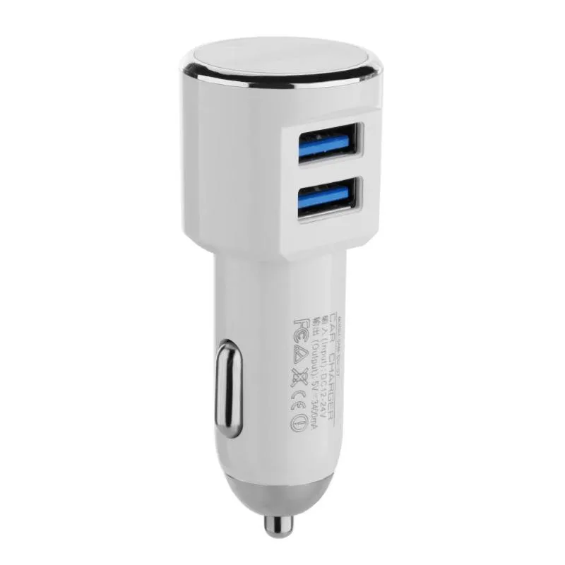 Адаптер питания для iphone/samsung 5 V 2.4A Dual 2 порта USB Автомобильное устройство для быстрой зарядки O.30 - Цвет: Белый