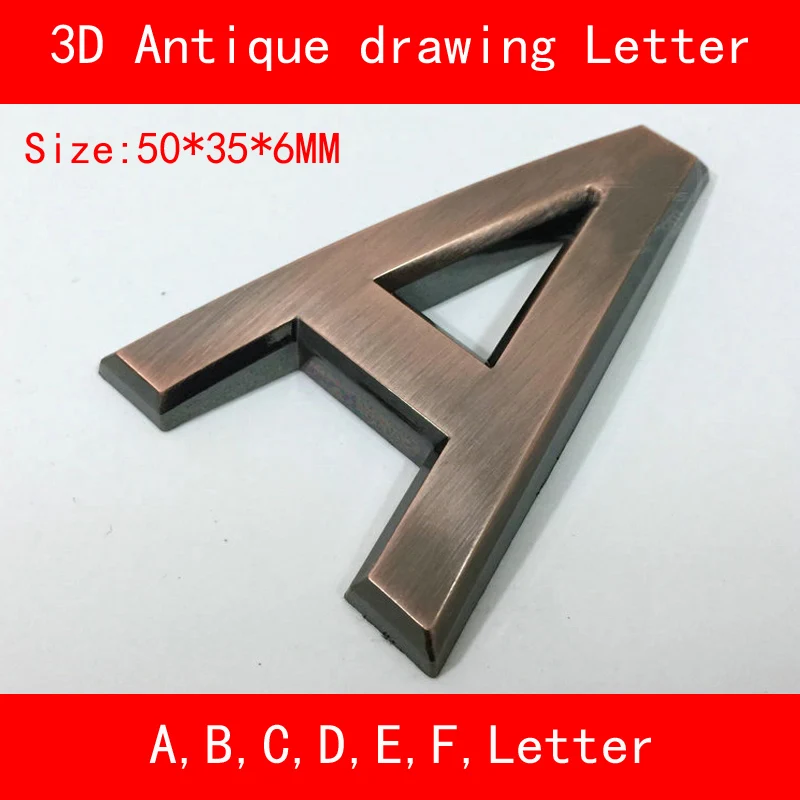 1 шт.-F один письмо ABS Античная щеткой серебряного цвета размер 50*35*6 мм письмо стикеры DIY для дверного дом знак