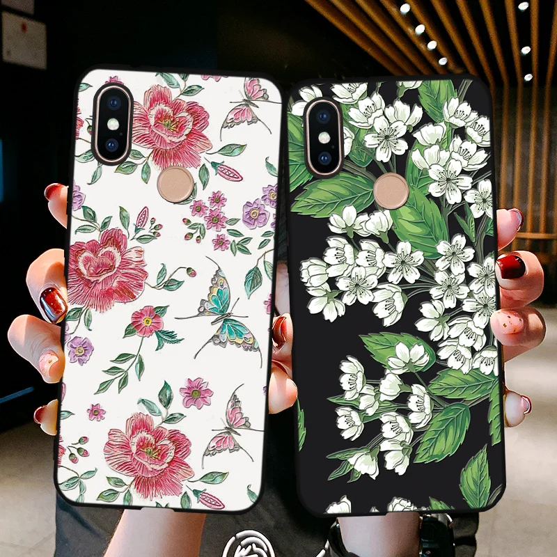 

3D Emboss Cover For Xiaomi Redmi 7 6 Pro 6A 5 Plus 5A Flower Coque For Xiaomi Mi 9T Pro 9 SE 8 A2 Lite A1 Pocophone F1 Soft Case