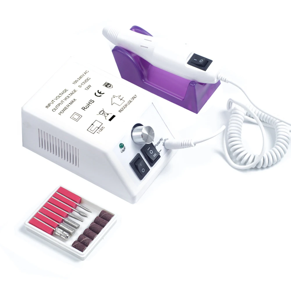 Профессиональная электрическая дрель для ногтей, Машинка для маникюра с сверлами 20000 ОБ/мин, оборудование для педикюра, маникюра, дизайна ногтей, Электронная пилка для ногтей - Цвет: white