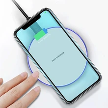 Ультра тонкий QI беспроводной быстрое зарядное устройство зарядная подставка для iPhone 8 Plus X S XS MAX XR samsung S10 S10E S10+ S9 S8 S7 Note 9 8 A50 A70