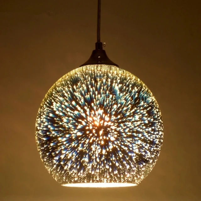 Modern LED 3D glass ball pendant light,dia 15/20cm colorful Plated