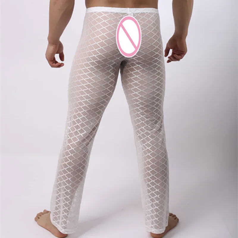 Модная рыболовная сеть, мужские сексуальные прозрачные штаны для отдыха, мужские забавные прозрачные длинные пижамные штаны, удобные штаны для сна