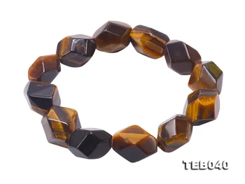 

New Arriver Gemstone Jewellery Perfect 14-19mm Baroque Tiger Eye Stone Elastic Bracelet 20cm Charming Women Wedding Party Gift