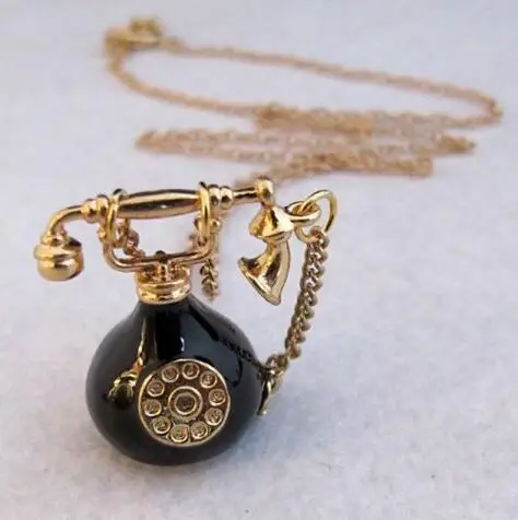 

Vintage Antique Alloy Tool Telephone Pendant Necklaces Sweater Long Chains Wholesale Fashion jewelry For Women Free Shipping