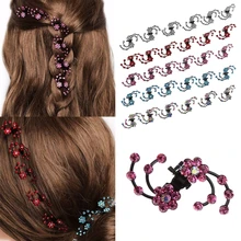 6 шт. милые маленькие Стразы заколки для волос с цветком шпилька когти зажимы для женщин леди