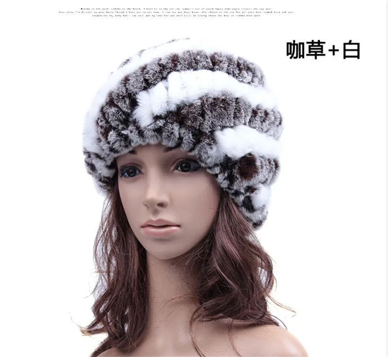 Женская модная шапка из натурального меха кролика Рекс Женские зимние теплые