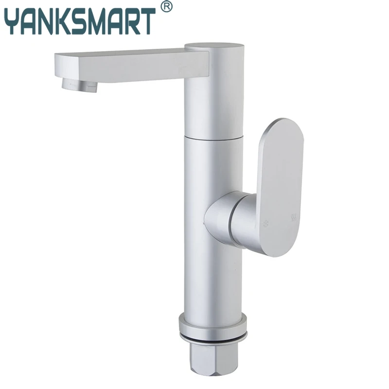 YANKSMART Bathroom Basin faucet Oxidation Space Aluminium Metal Materials Single Hole Single Handle Deck Mounted Mixer Faucet YANKSMART Bathroom Basin faucet Oxidation Space Aluminium Metal Materials Single Hole Single Handle Deck Mounted Mixer Faucet
