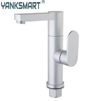 

YANKSMART Bathroom Basin faucet Oxidation Space Aluminium Metal Materials Single Hole Single Handle Deck Mounted Mixer Faucet