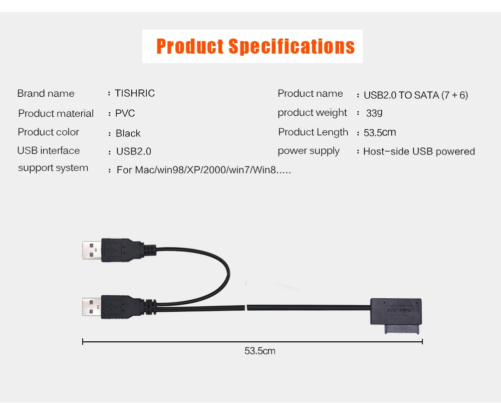 Высокоскоростной USB 2,0 до 7 6 13Pin SATA кабель Внешний USB 2,0 питание для ноутбука мини SATA CD-ROM DVD-ROM адаптер конвертер