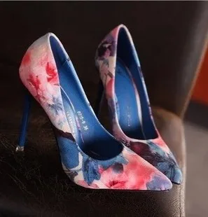 Women Pumps High Heels 10CM Colorful Ladies Floral Printing Shallow Slip On Pointed Toe Office Shoes Female Wedding Shoe Footwer Women Pumps High Heels 10CM Colorful Ladies Floral Printing Shallow Slip On Pointed Toe Office Shoes Female Wedding Shoe Footwer