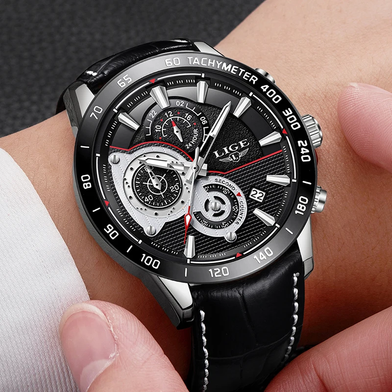 Mens Watches 2018 LIGE Top Brand Luxury Quartz Watch Men Casual Leather Military Waterproof Sport W