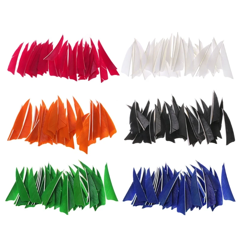 

50pcs 3 Inch Shield Arrow Feather Hunting Archery Fletching Turkey Vanes 6 Color Archery Accessories