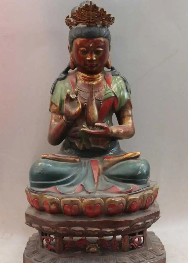 

Tibet Bronze Color Painted Avalokitesvara Kwan-Yin Guan Yin Bodhisattva Buddha