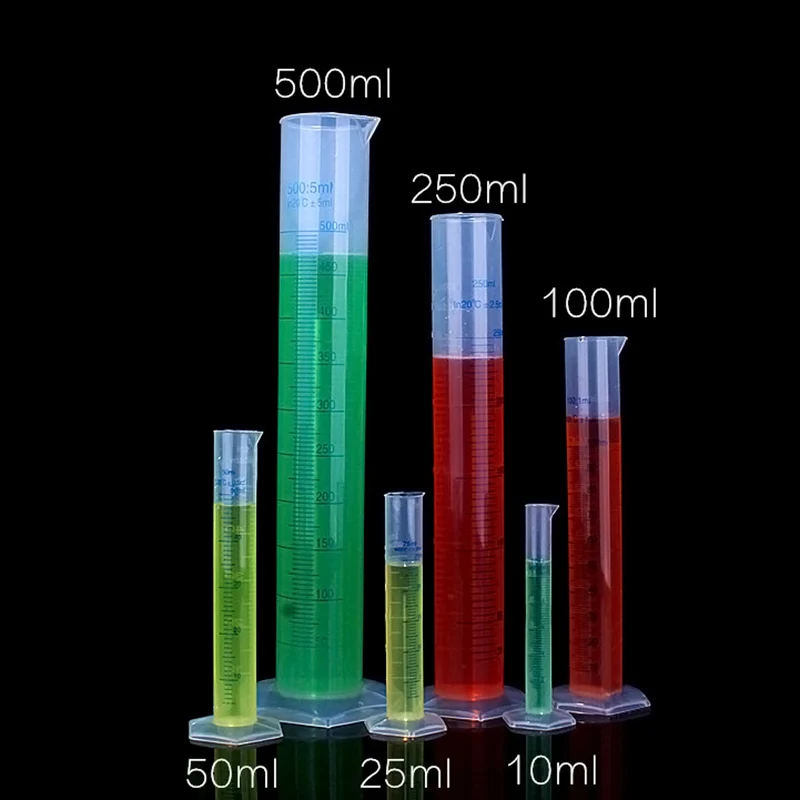 

10/25/50/100/250/500ml Plastic Measuring Cylinder Graduated Cylinders for Lab Supplies Laboratory Tools P7Ding