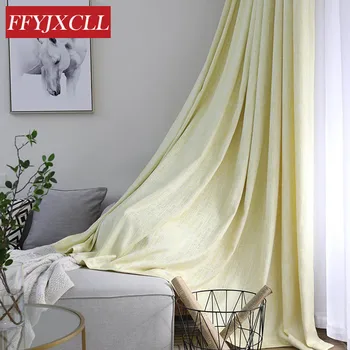 

Modern Yarn Dyed Polyester Cotton Solid Color Blackout Curtains For Living Room Window Thicken 85% Shading Curtains Cortinas