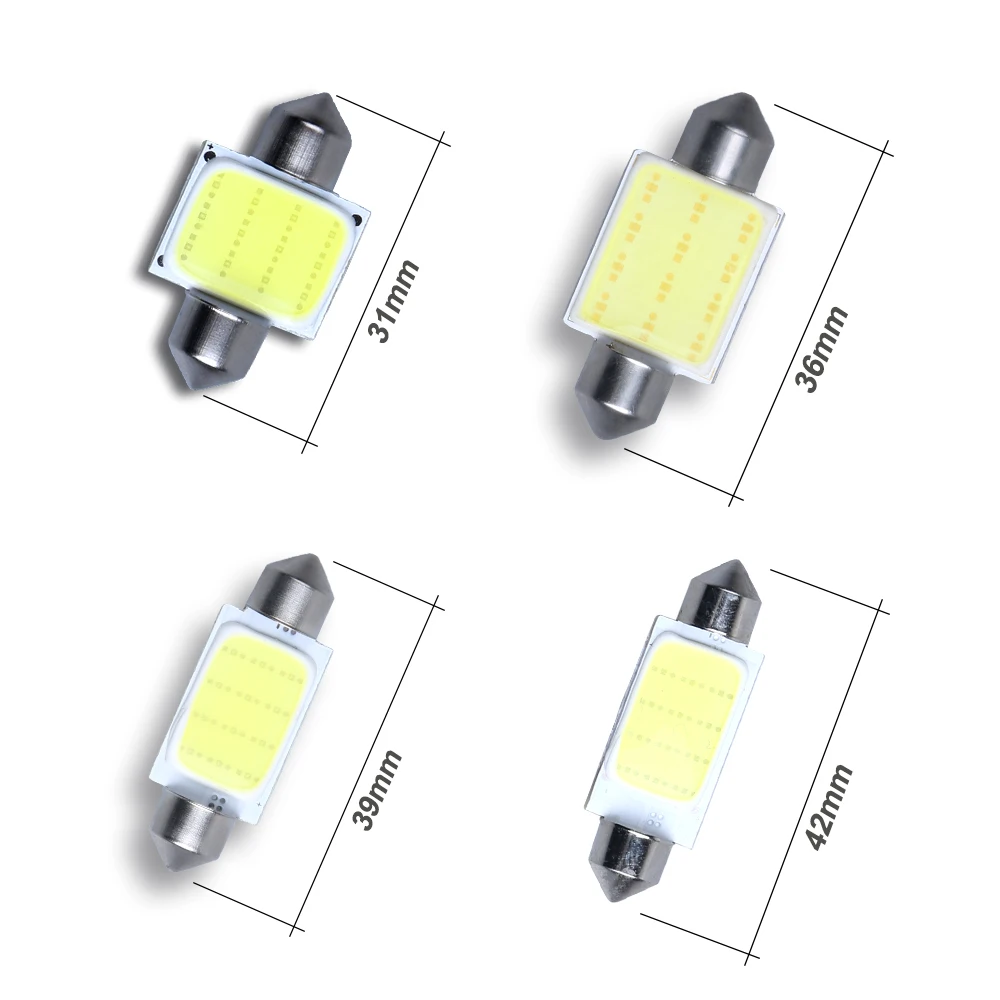 

1PCS 31mm 36mm 39mm 41mm COB Festoon Car Bulb 12 Chips C5W 12V White Color LED Bulb Dome Light
